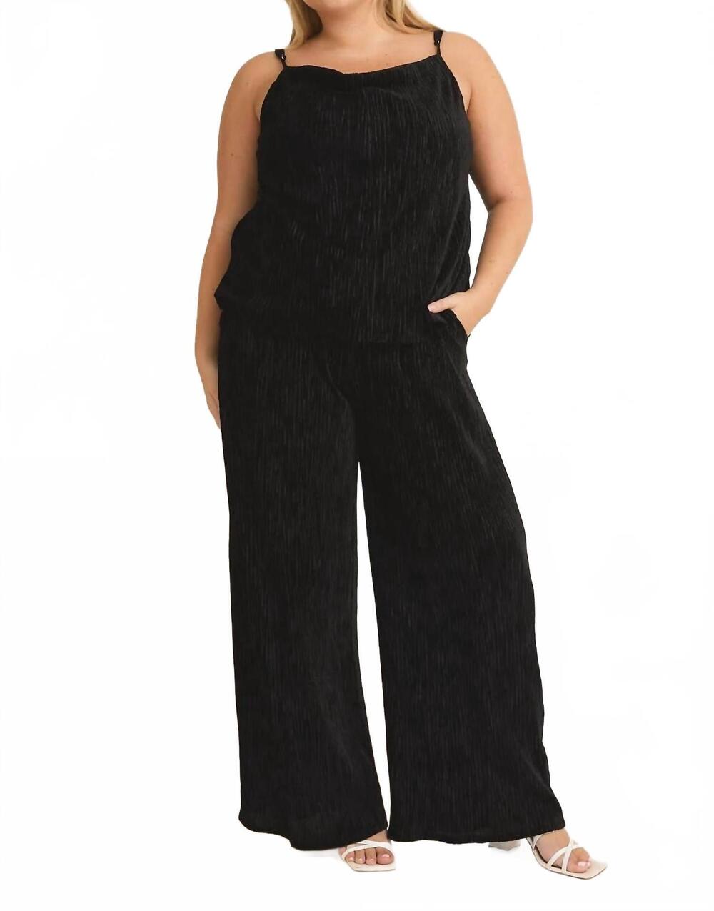 NEW GILLI velvet cowl neck pant set in black